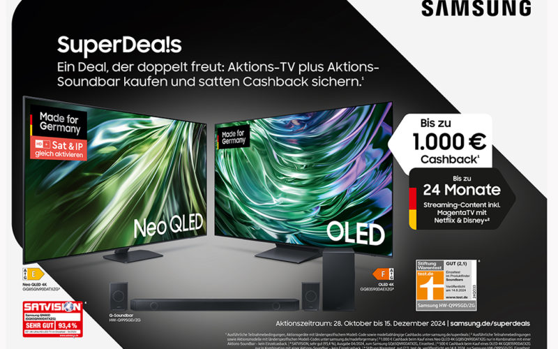 Samsung DuperDeals 2024 mit bis zu 1.000 Euro Cahback.